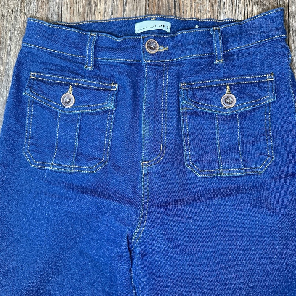 LOFT High Rise Slim Flare Jeans Womens 30/10 Stretch Denim Front Pockets Casual - Picture 2 of 7